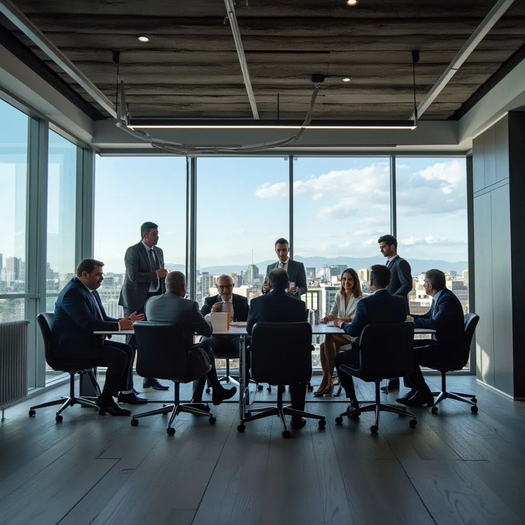 Equipo de Finanzas Argentina en oficina moderna